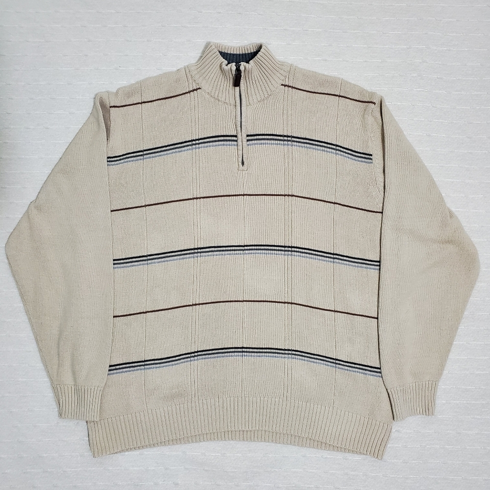Oscar de la Renta Men's‎ Brown 1/4 Zip up Cotton Blend Sweater. Size XXL